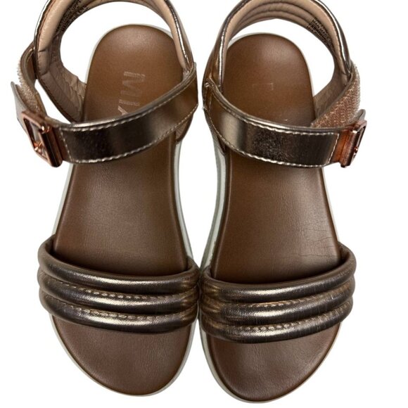 MIA Girls Metallic Bronze Sandals Size 13 Youth Adjustable Strap Summer Shoes - Picture 3 of 7